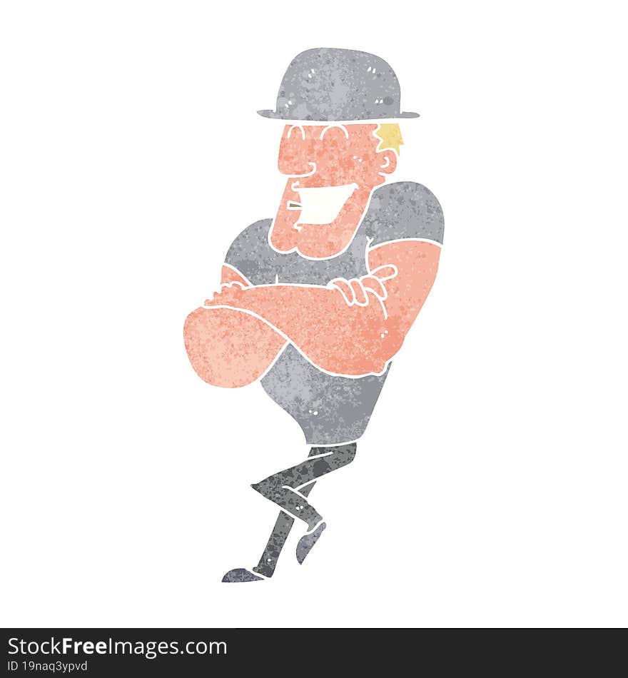 Cartoon Man Wearing Bowler Hat