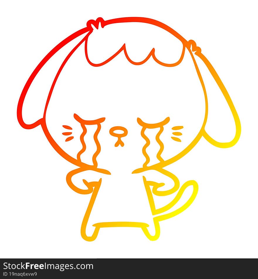 warm gradient line drawing cartoon crying dog