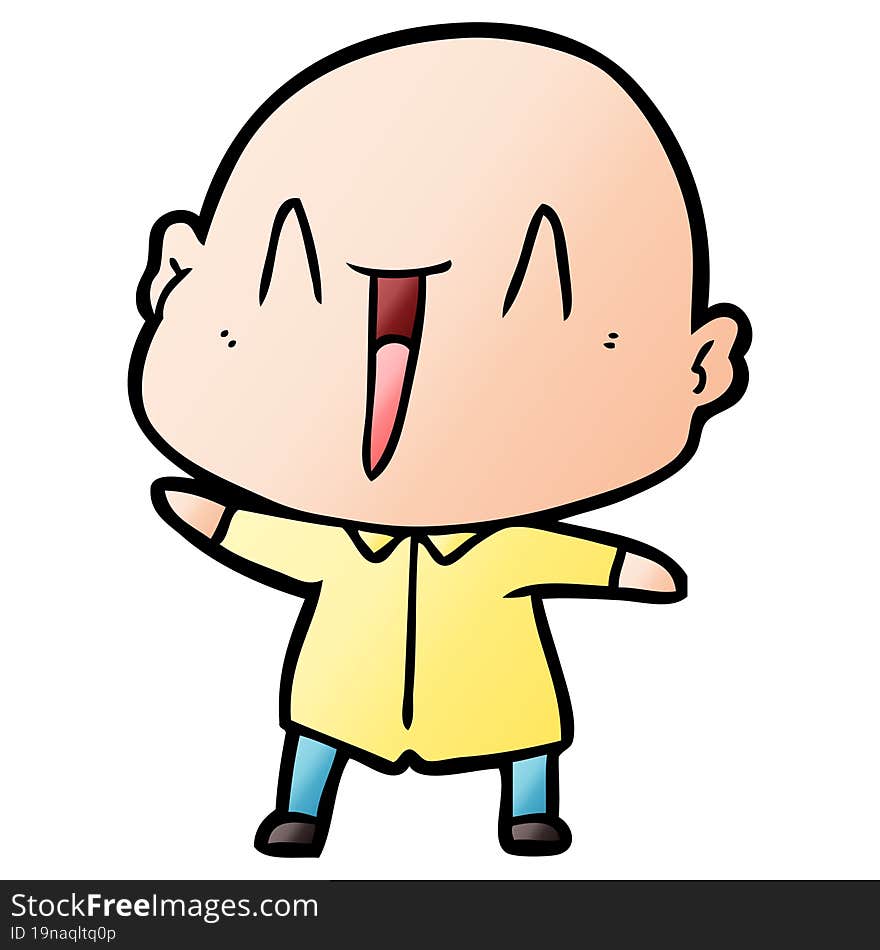 happy cartoon bald man. happy cartoon bald man