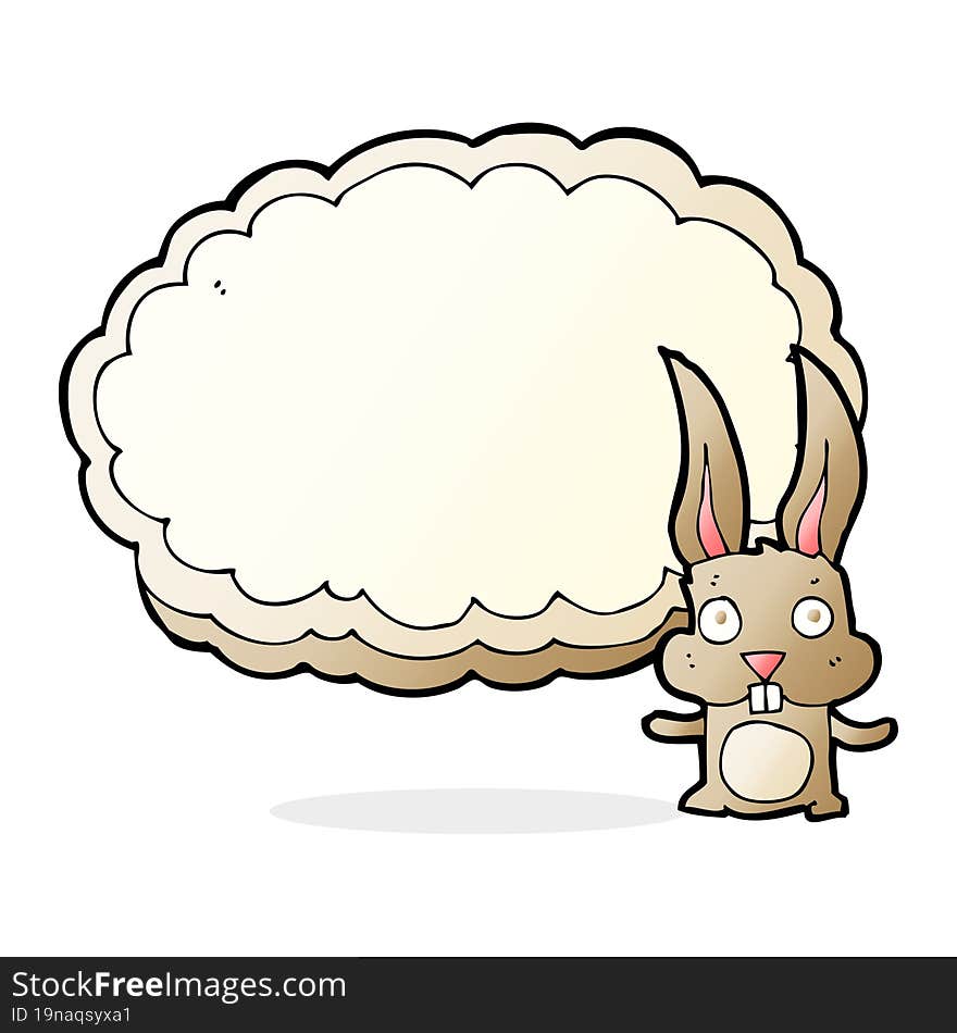 Cartoon Rabbit With Text Space Cloud