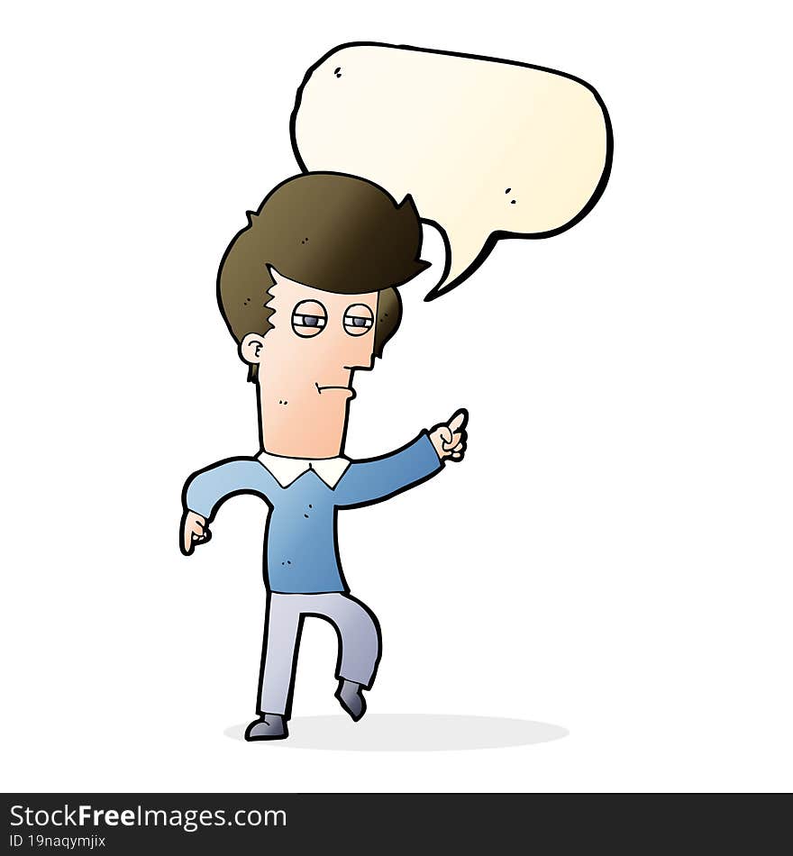 Cartoon Man Accusing With Speech Bubble