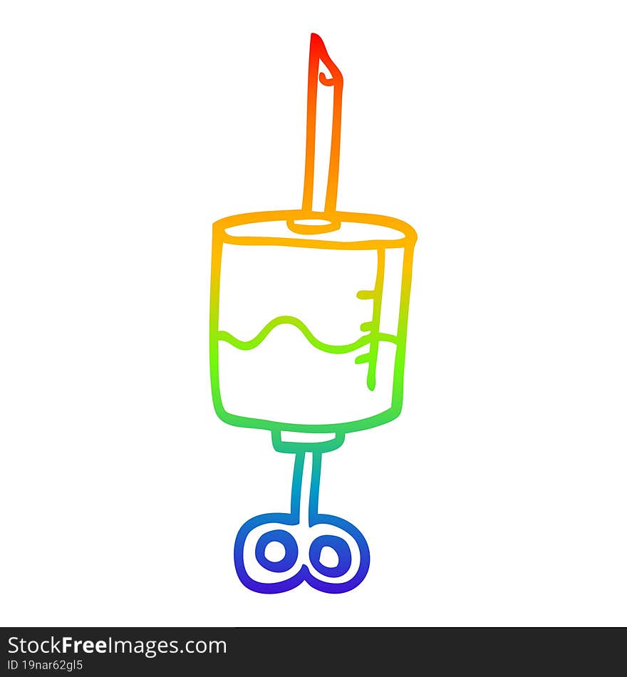 rainbow gradient line drawing cartoon medical syringe