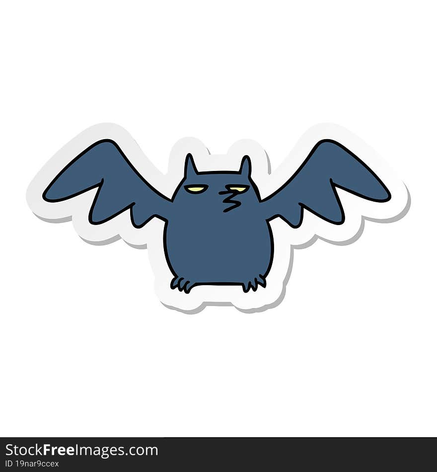 Sticker Cartoon Doodle Of A Night Bat