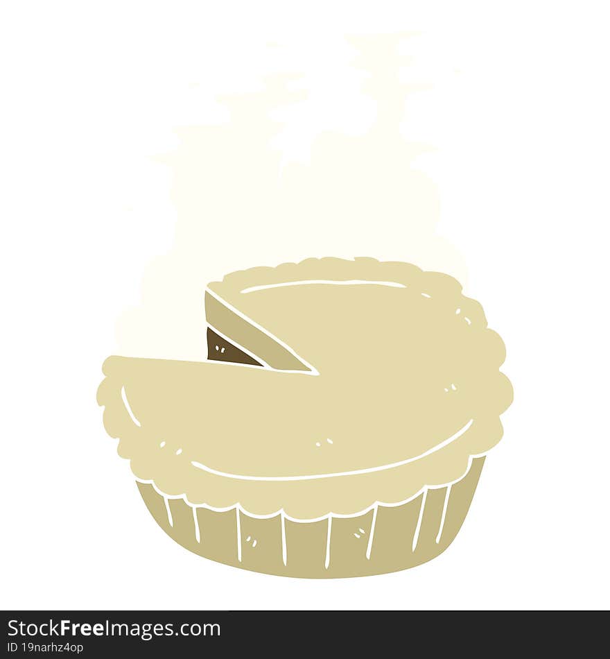 Flat Color Illustration Of A Cartoon Pie