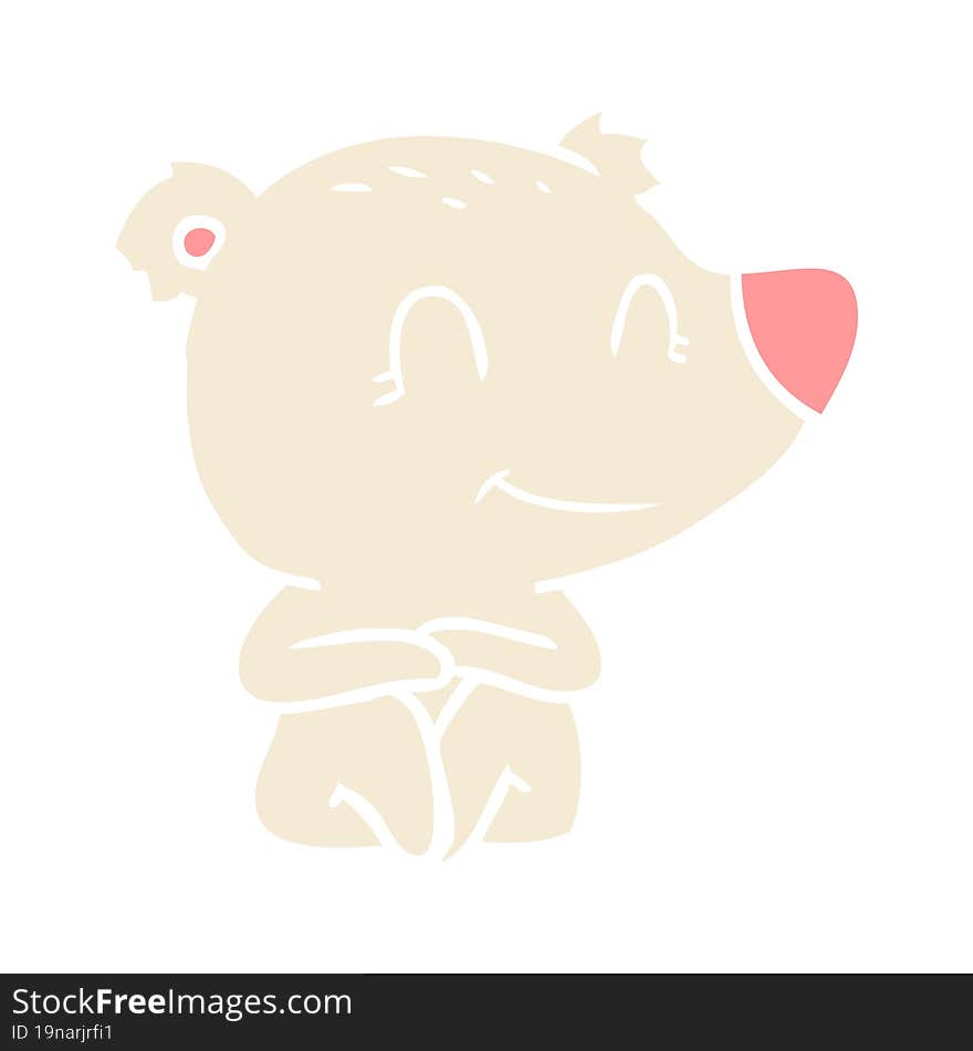 smiling polar bear flat color style cartoon