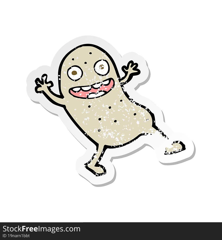 retro distressed sticker of a cartoon potato