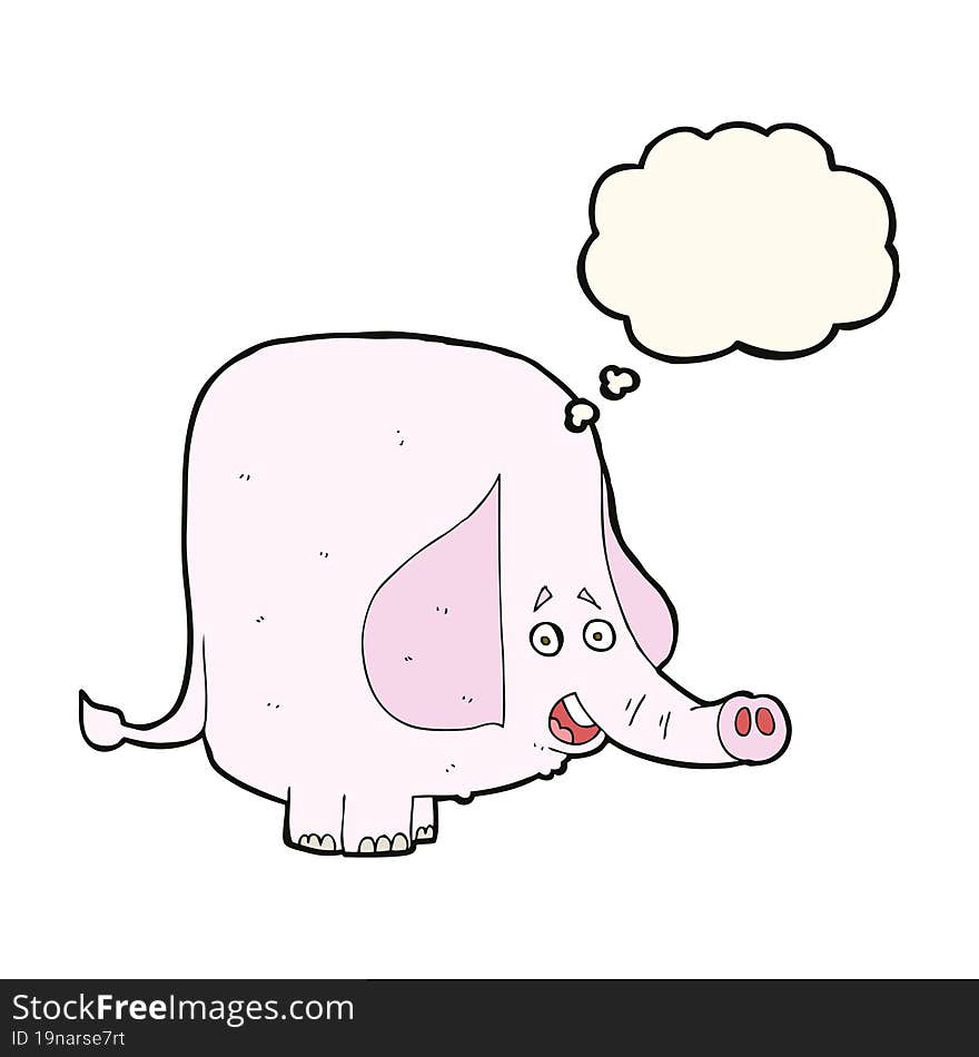 Cartoon Pink Elephant With Thought Bubble