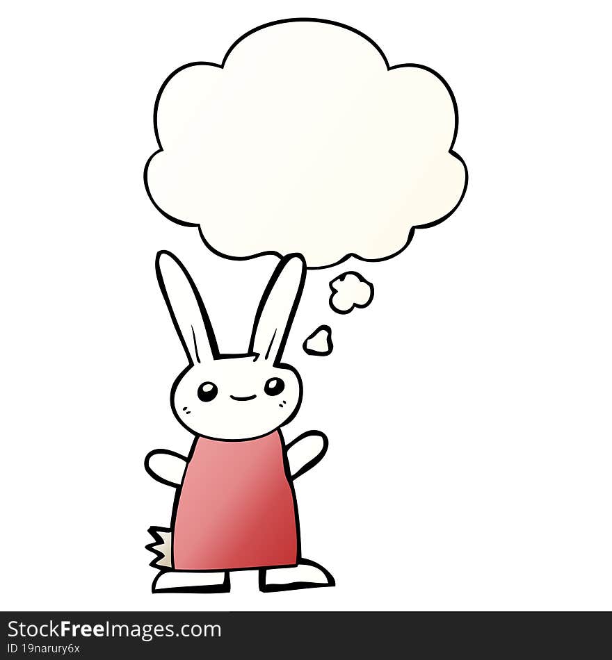 cute cartoon rabbit and thought bubble in smooth gradient style