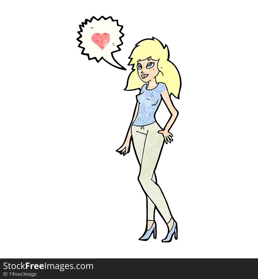 Cartoon Woman With Love Heart