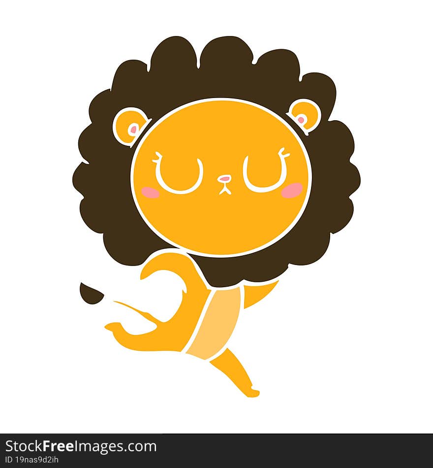 flat color style cartoon running lion