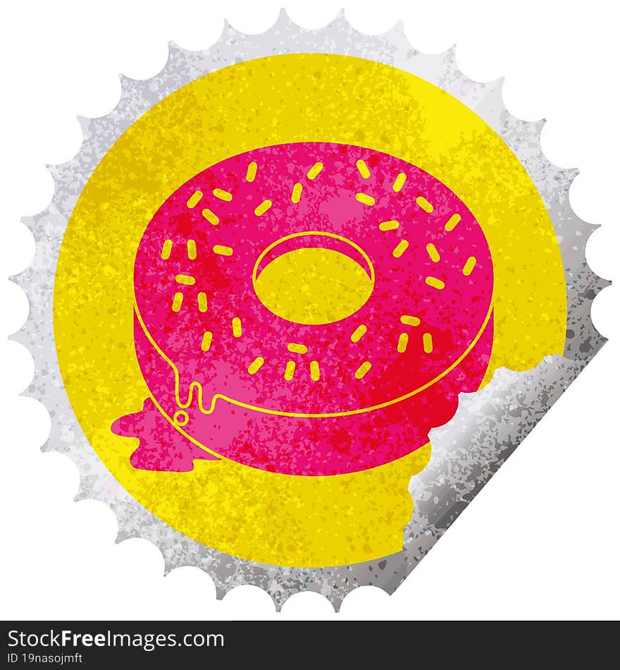 Tasty donut circular peeling sticker