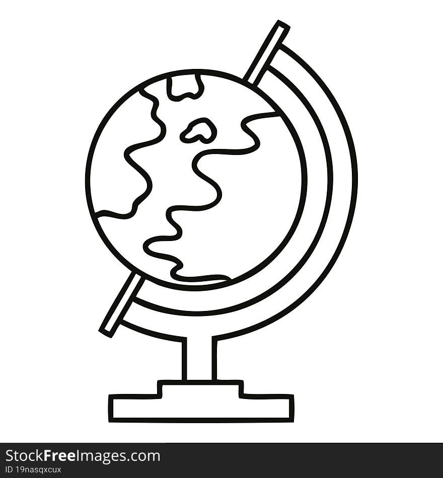 Line Drawing Cartoon World Globe