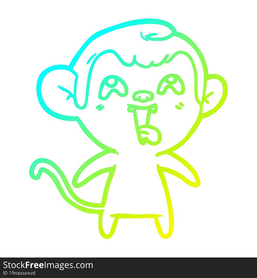 cold gradient line drawing crazy cartoon monkey