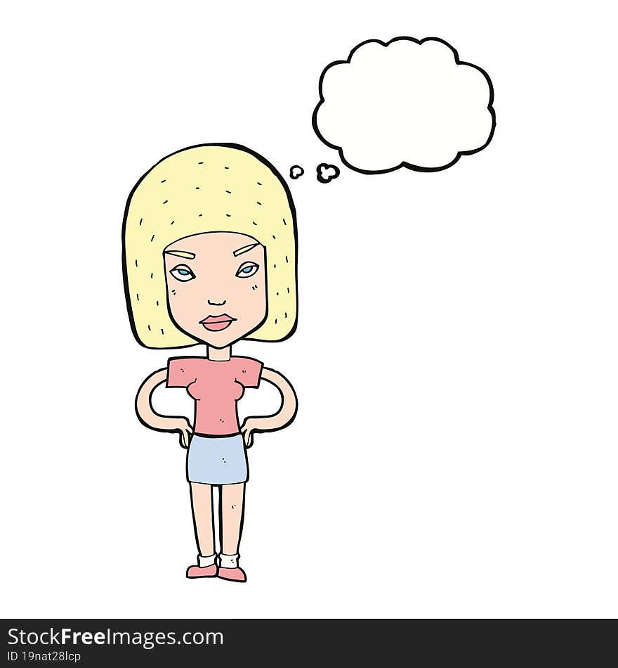 Cartoon Annoyed Woman With Thought Bubble