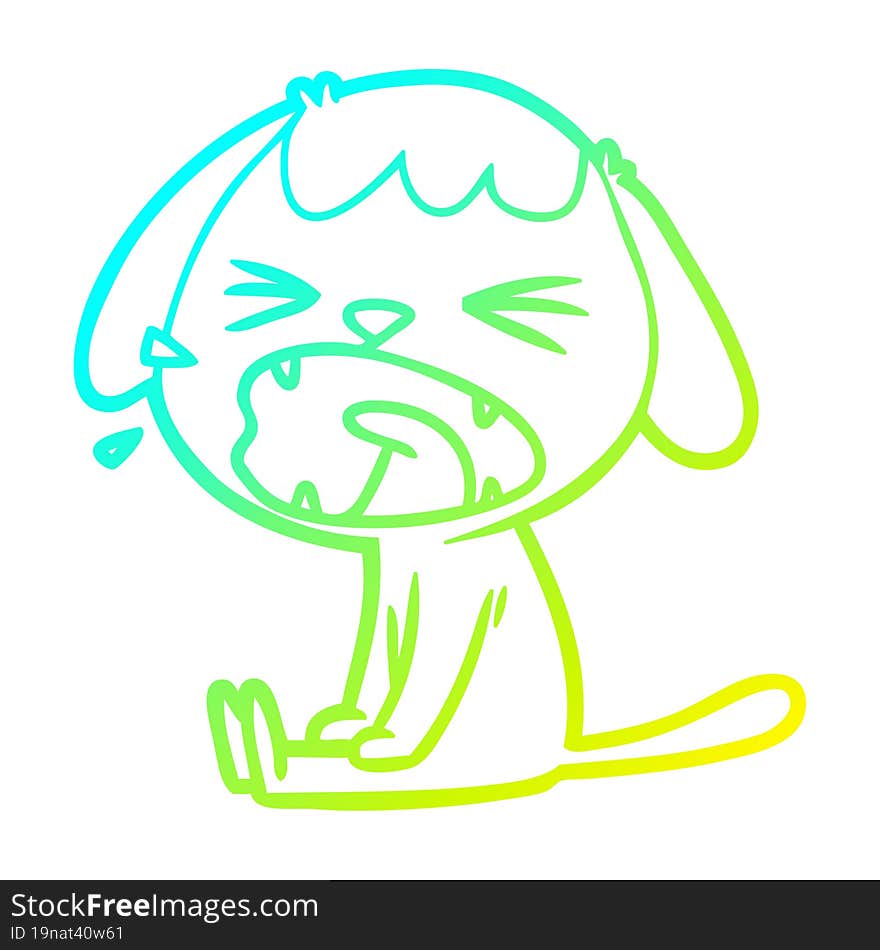 cold gradient line drawing of a cute cartoon dog barking