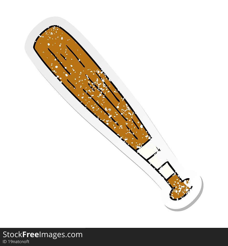 distressed sticker cartoon doodle of a baseball bat