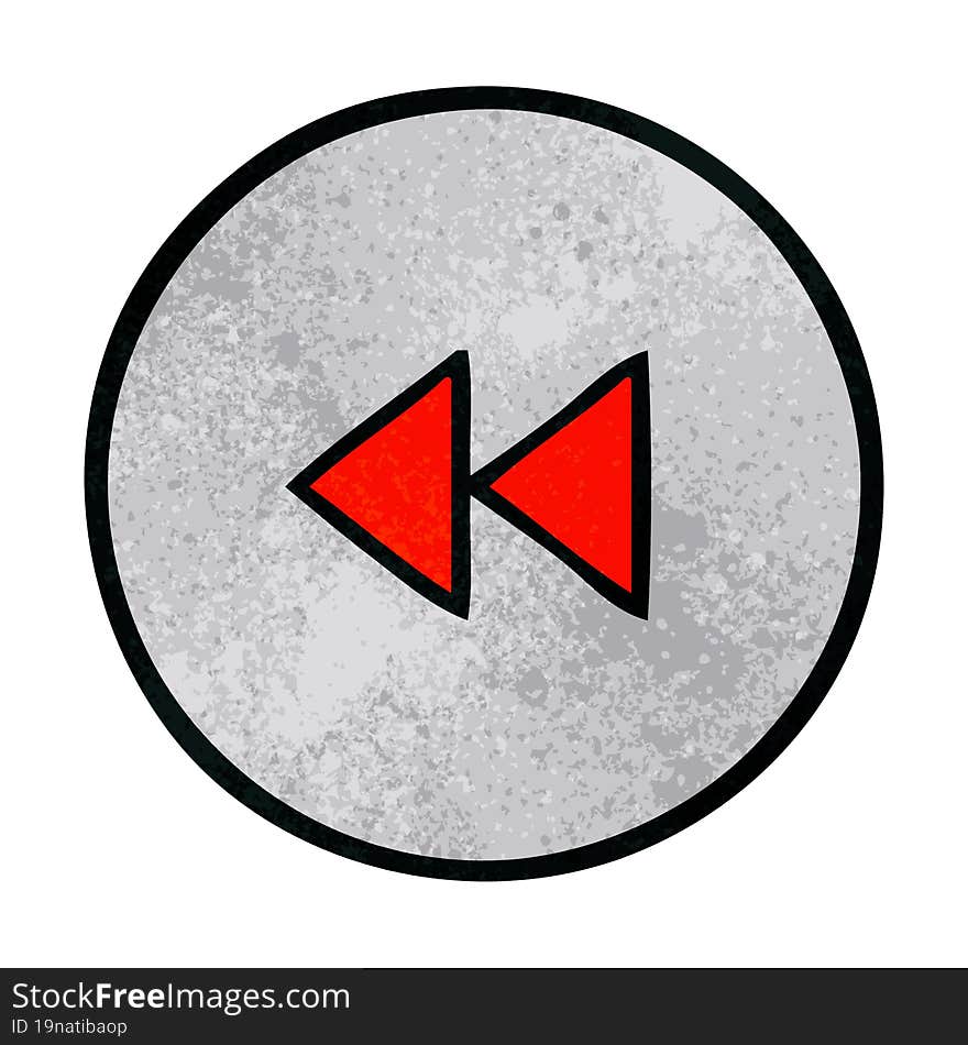 retro grunge texture cartoon of a rewind button