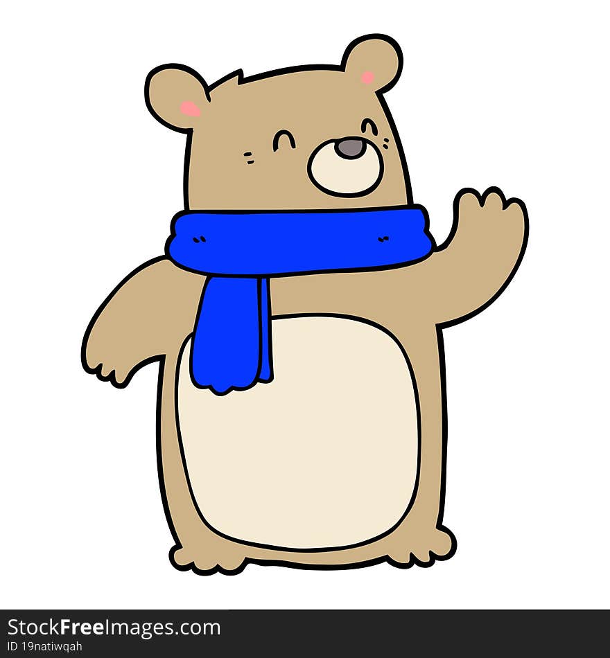 cartoon bear wearing scarf