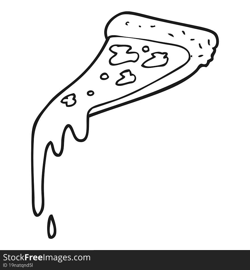 Black And White Cartoon Pizza Slice