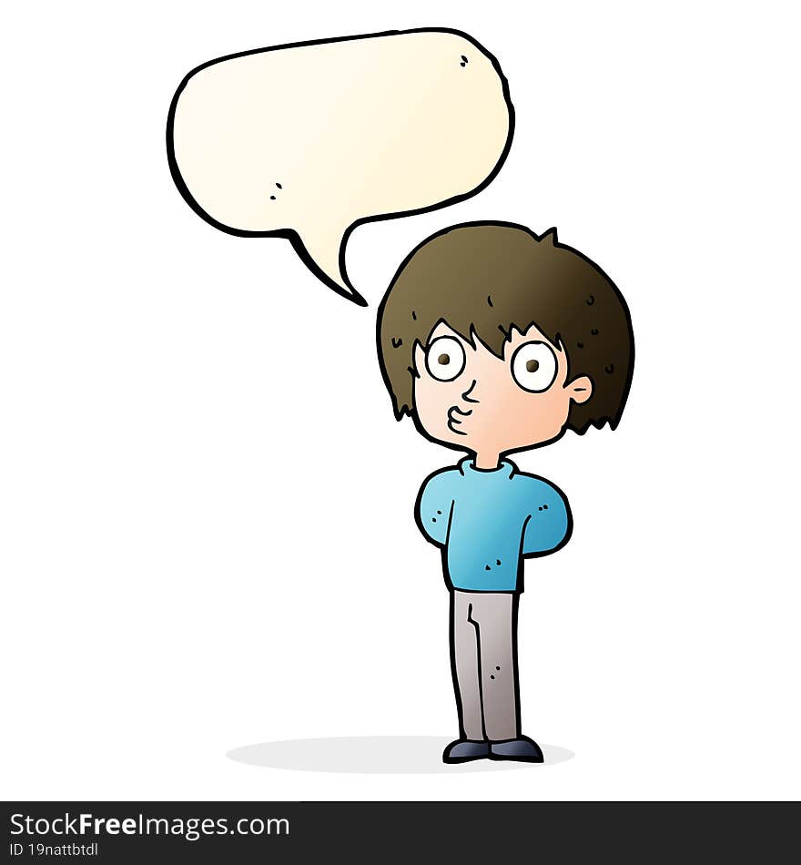 Cartoon Impressed Boy With Speech Bubble