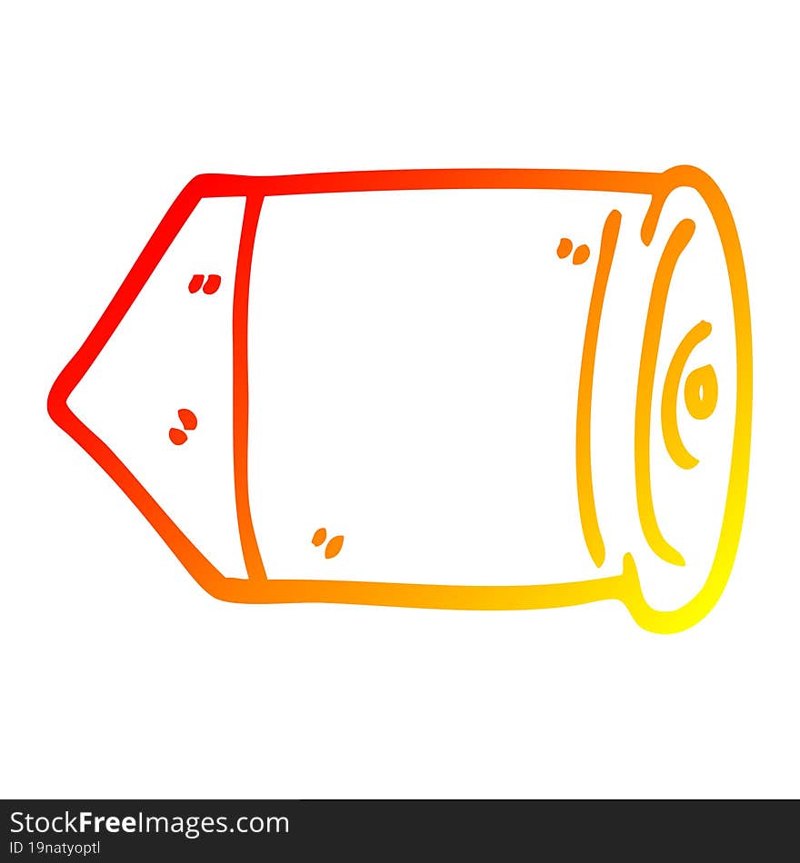 warm gradient line drawing of a cartoon bullet