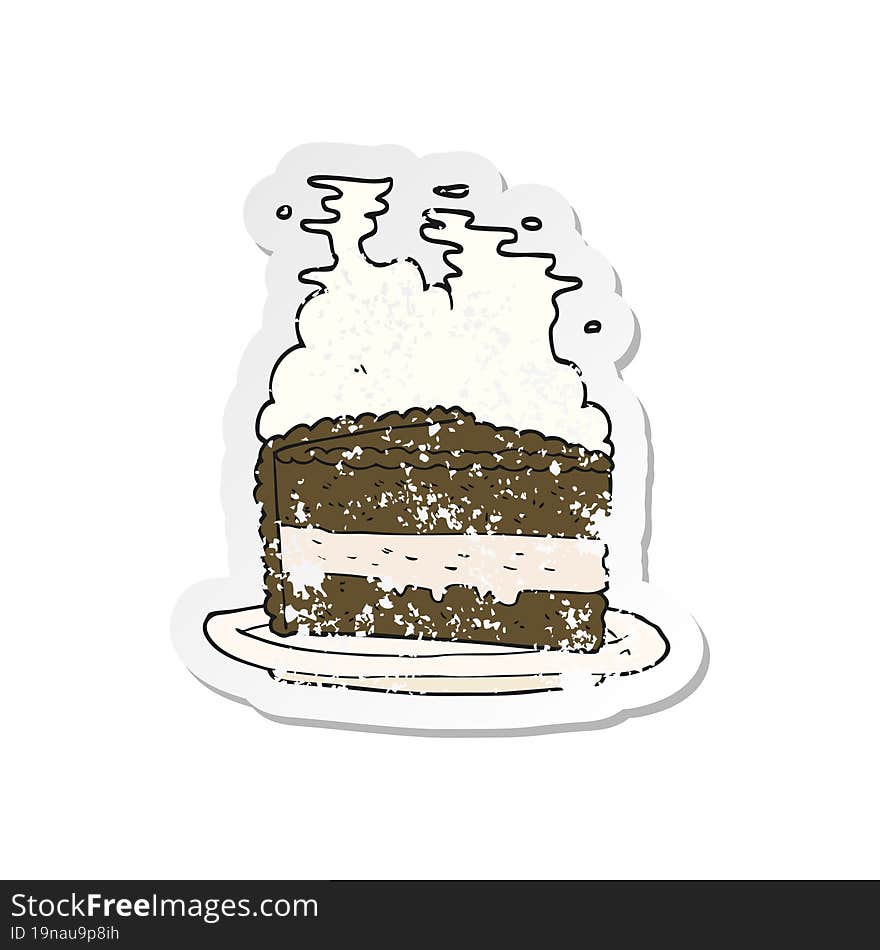 Retro Distressed Sticker Of A Cartoon Cake