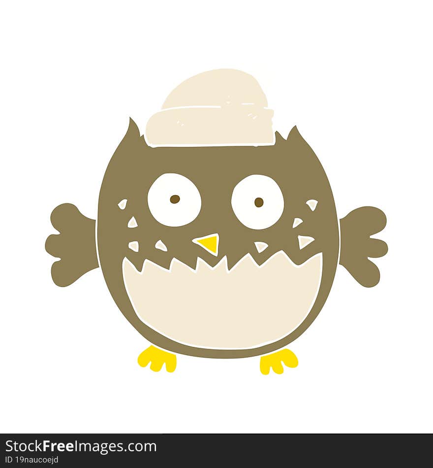 flat color illustration of a cartoon owl