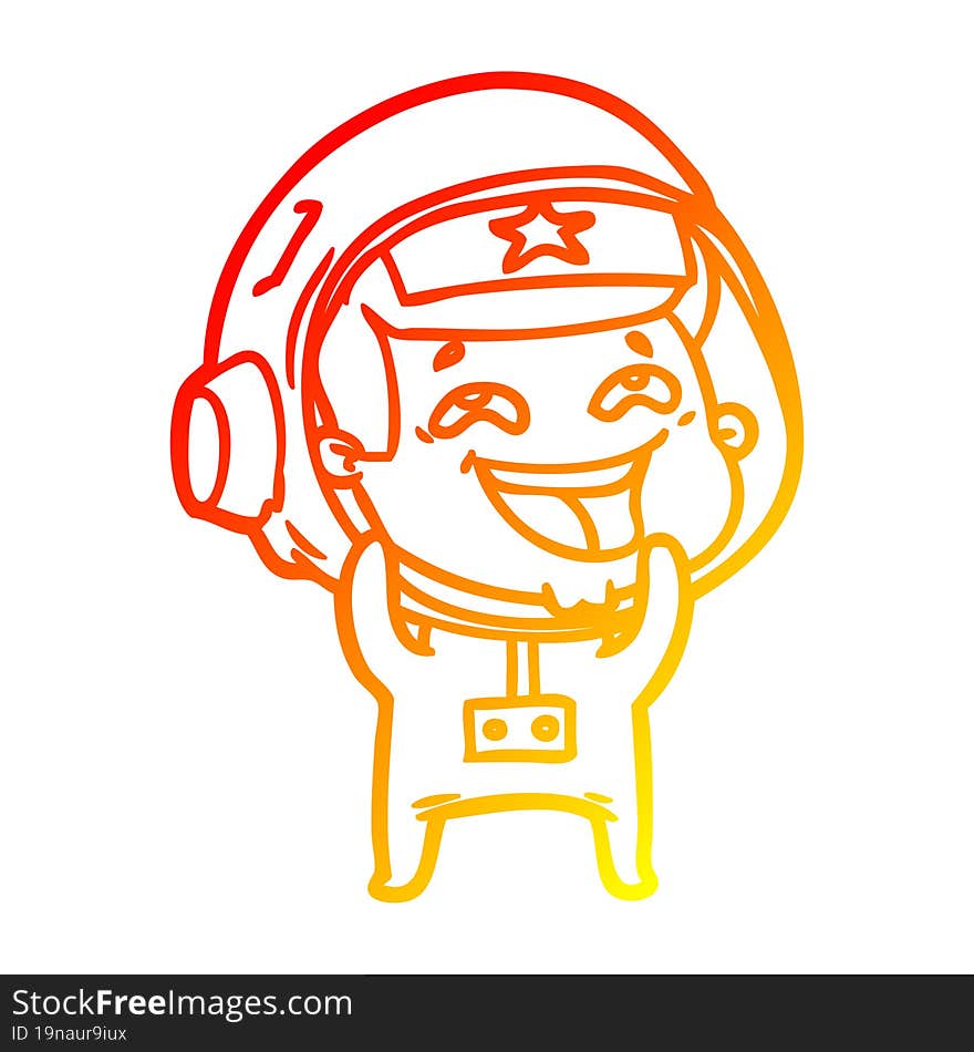 warm gradient line drawing cartoon laughing astronaut