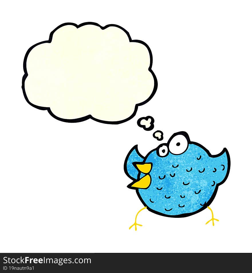 Cartoon Happy Bird With Thought Bubble