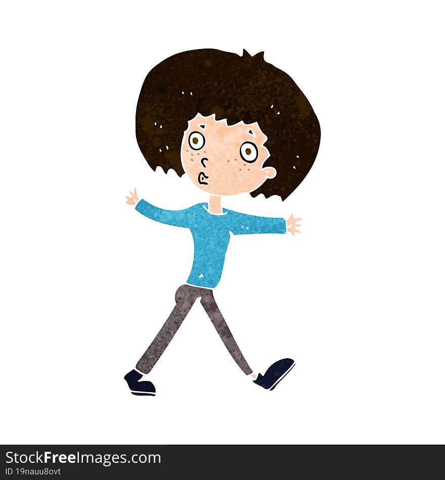 cartoon surprised man walking