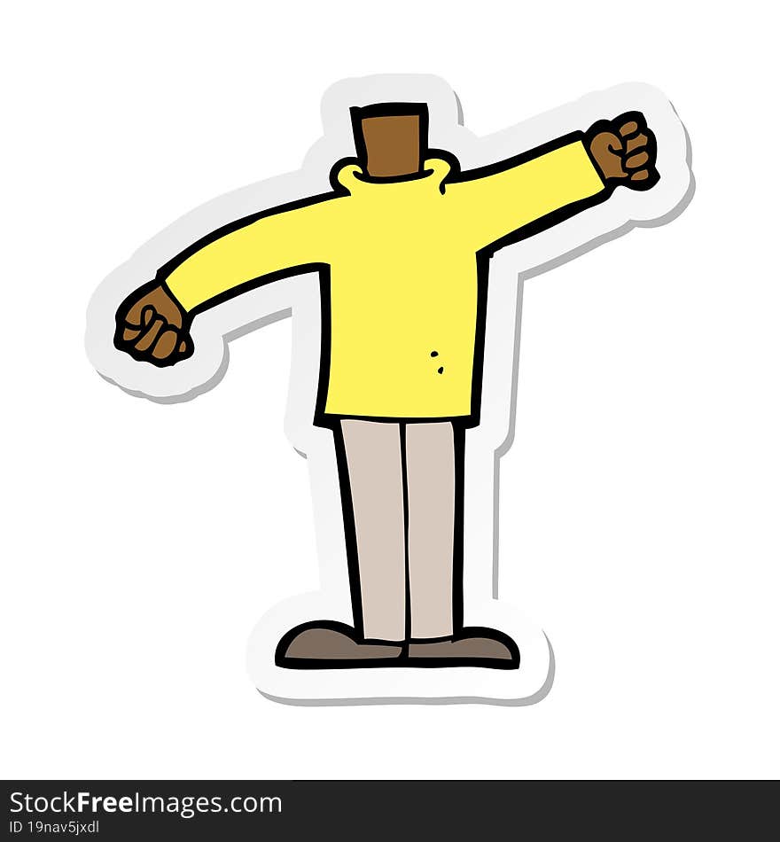 sticker of a cartoon body waving arms