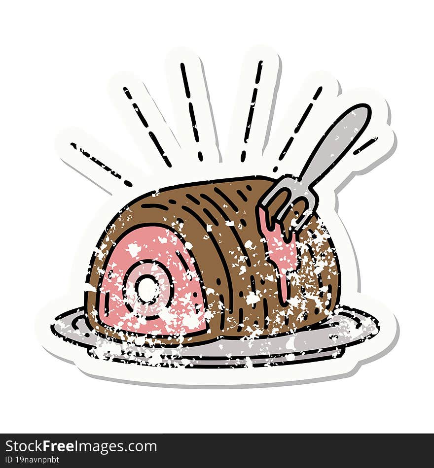 Grunge Sticker Of Tattoo Style Roast Beef