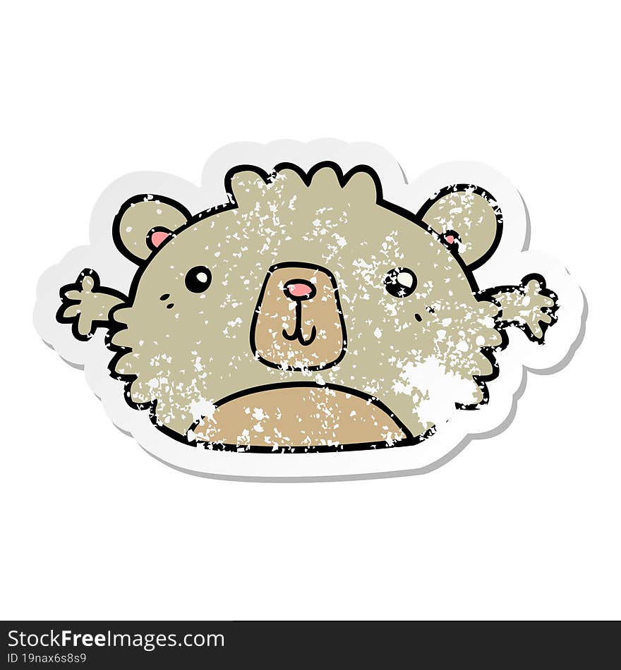 distressed sticker of a funny cartoon bear