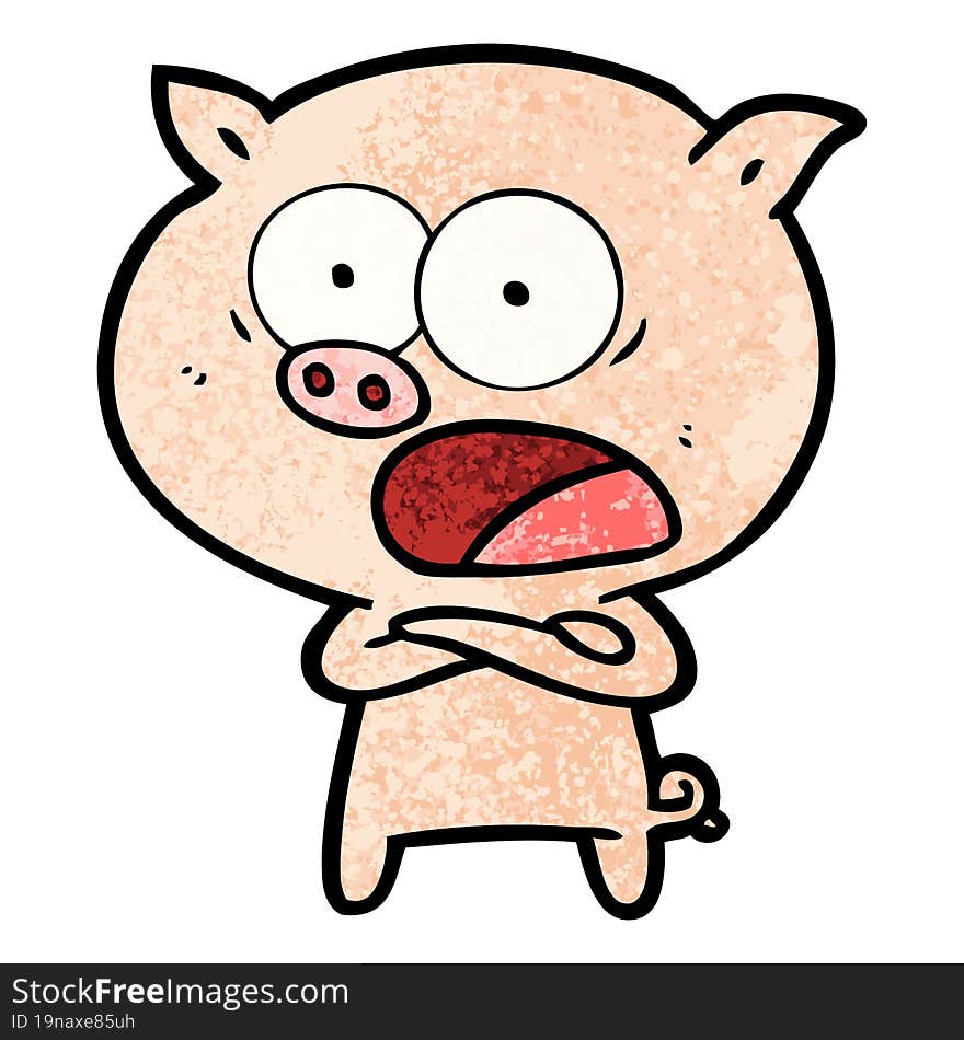 cartoon pig shouting. cartoon pig shouting