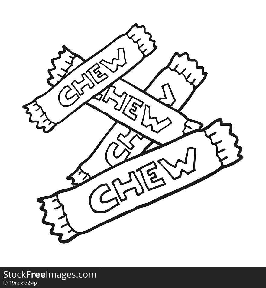 black and white cartoon chew candy