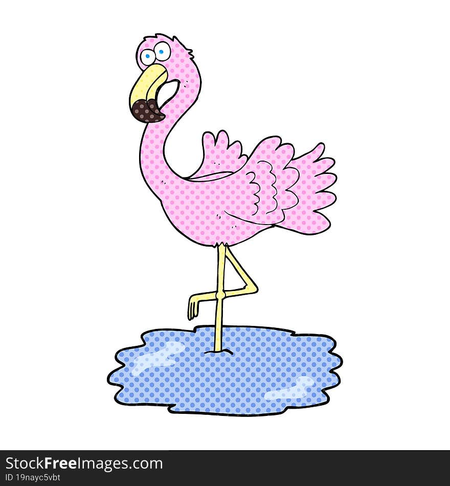 freehand drawn cartoon flamingo