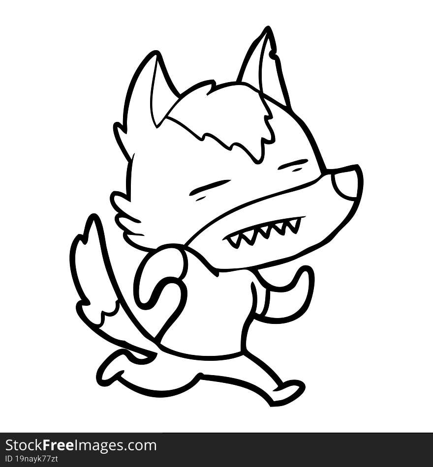 cartoon wolf showing teeth. cartoon wolf showing teeth