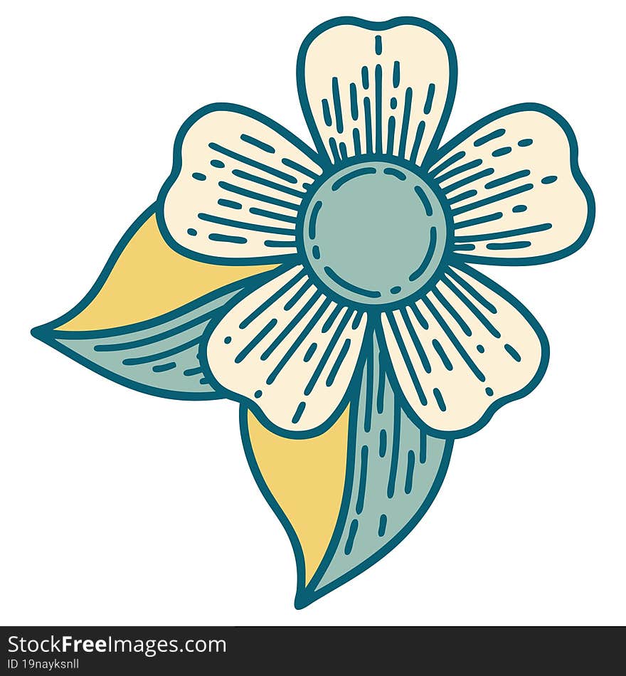 tattoo style icon of a flower