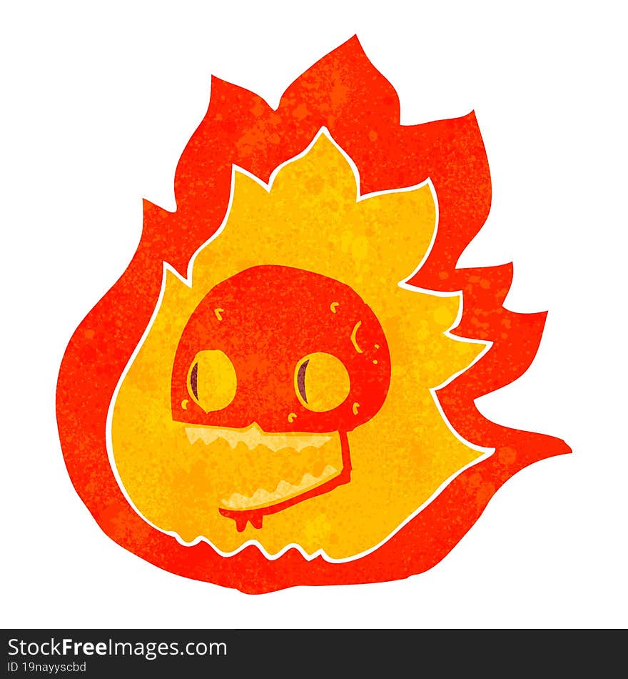 Retro Cartoon Burning Skull