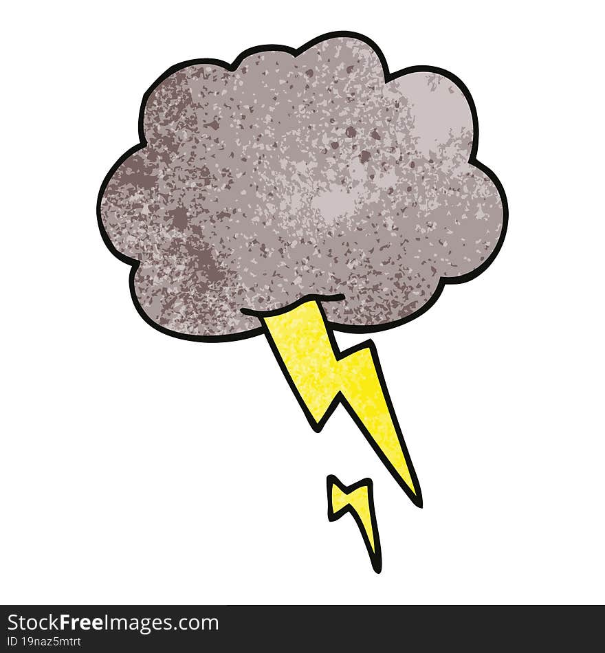 Cartoon Doodle Storm Cloud With Lightning