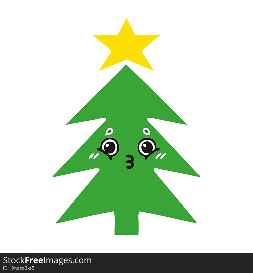 Flat Color Retro Cartoon Christmas Tree