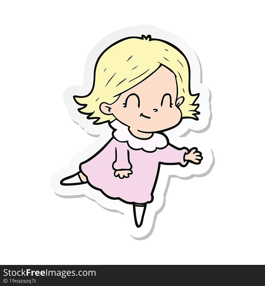 sticker of a cartoon friendly girl