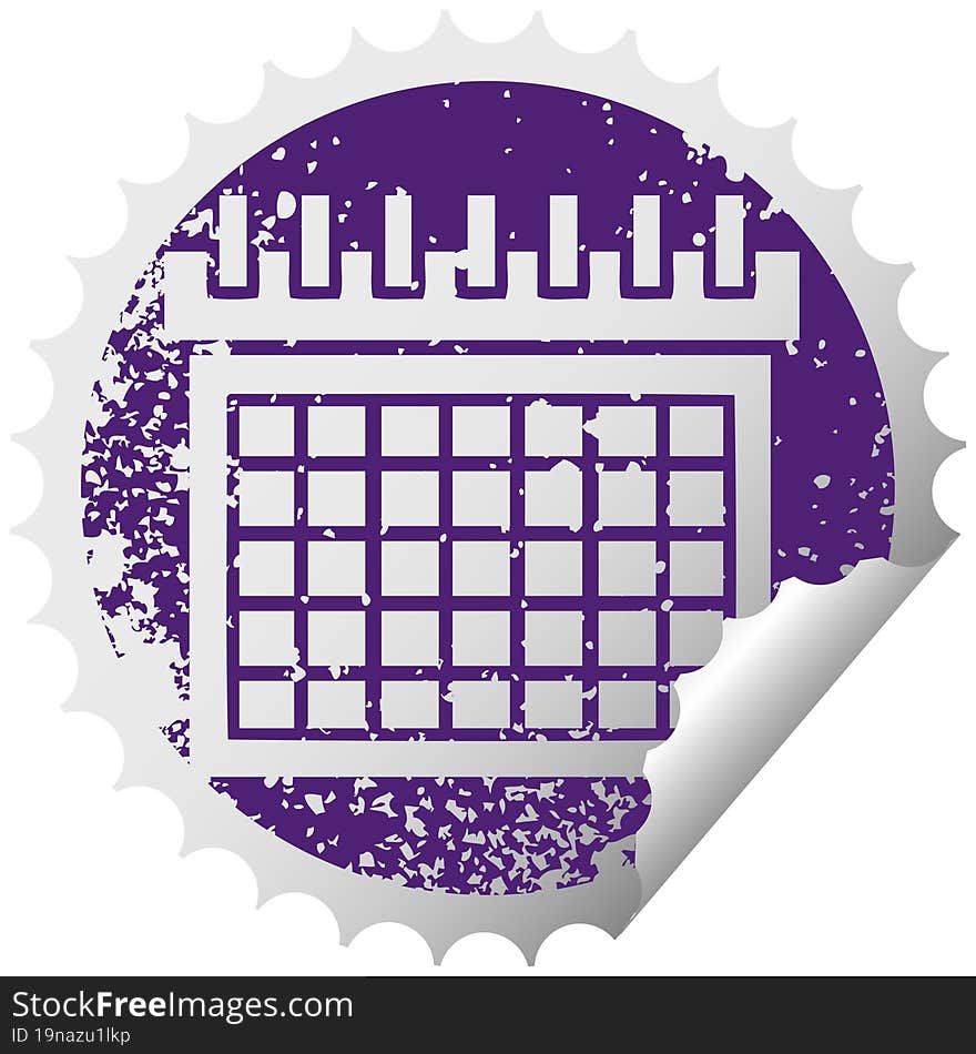 distressed circular peeling sticker symbol work calendar