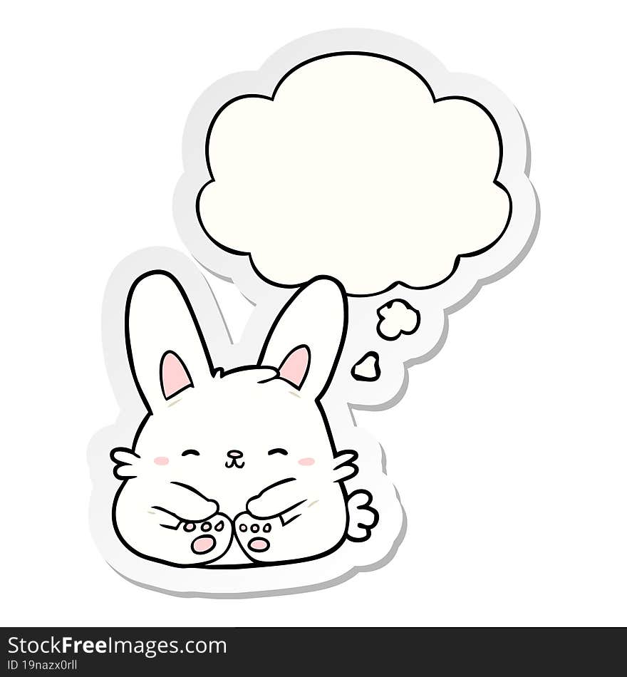 cartoon rabbit with thought bubble as a printed sticker