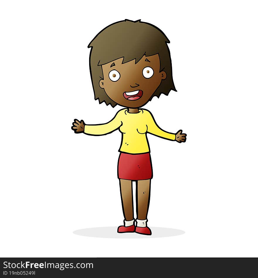 cartoon excited woman