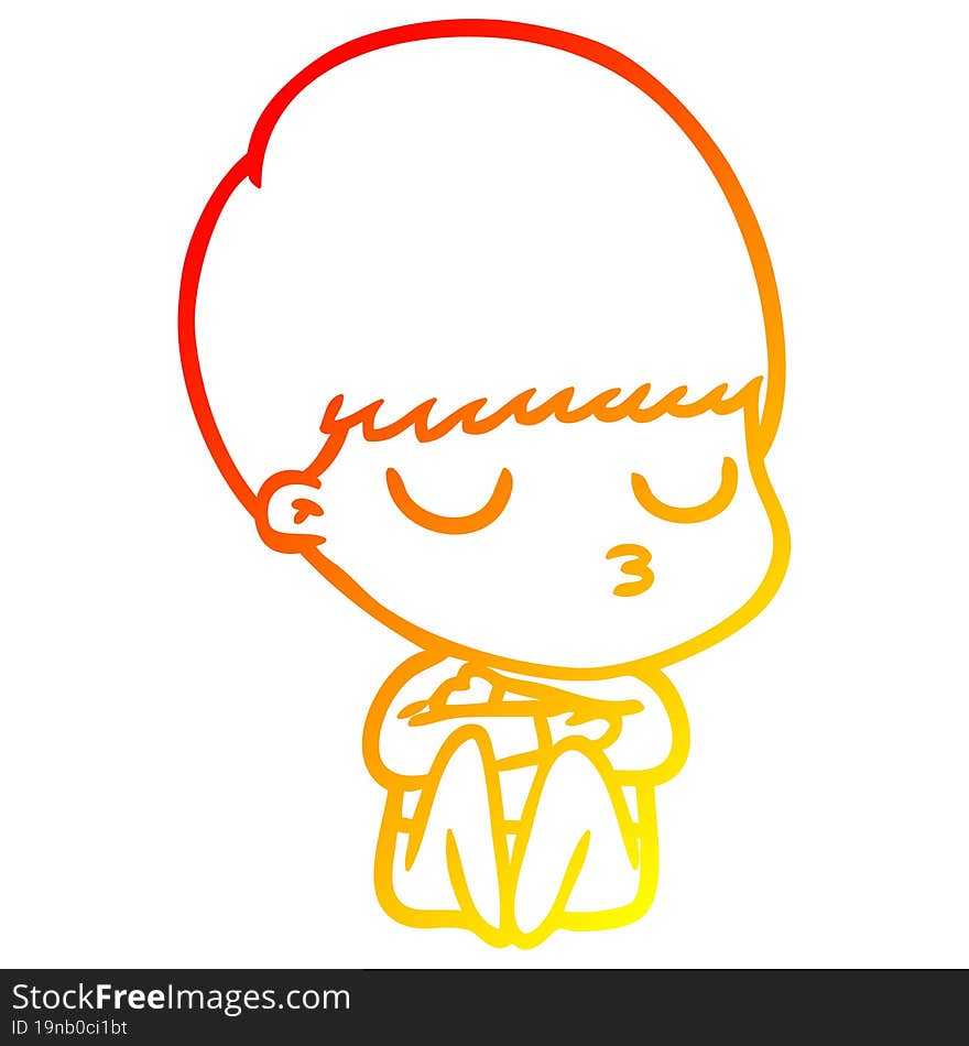 warm gradient line drawing cartoon calm boy