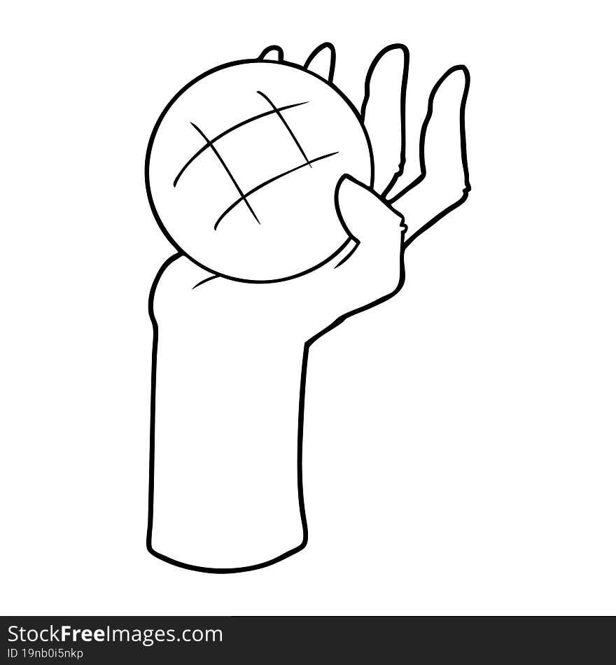 cartoon hand throwing ball. cartoon hand throwing ball