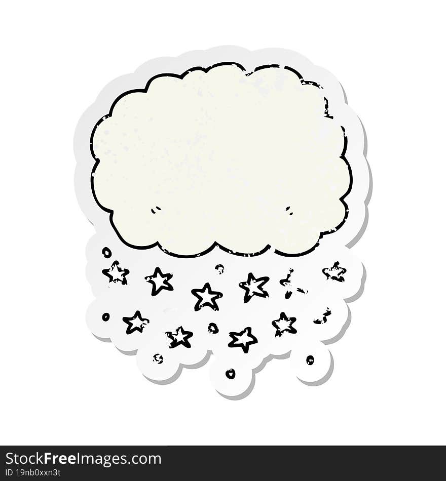 distressed sticker of a cartoon rain cloud