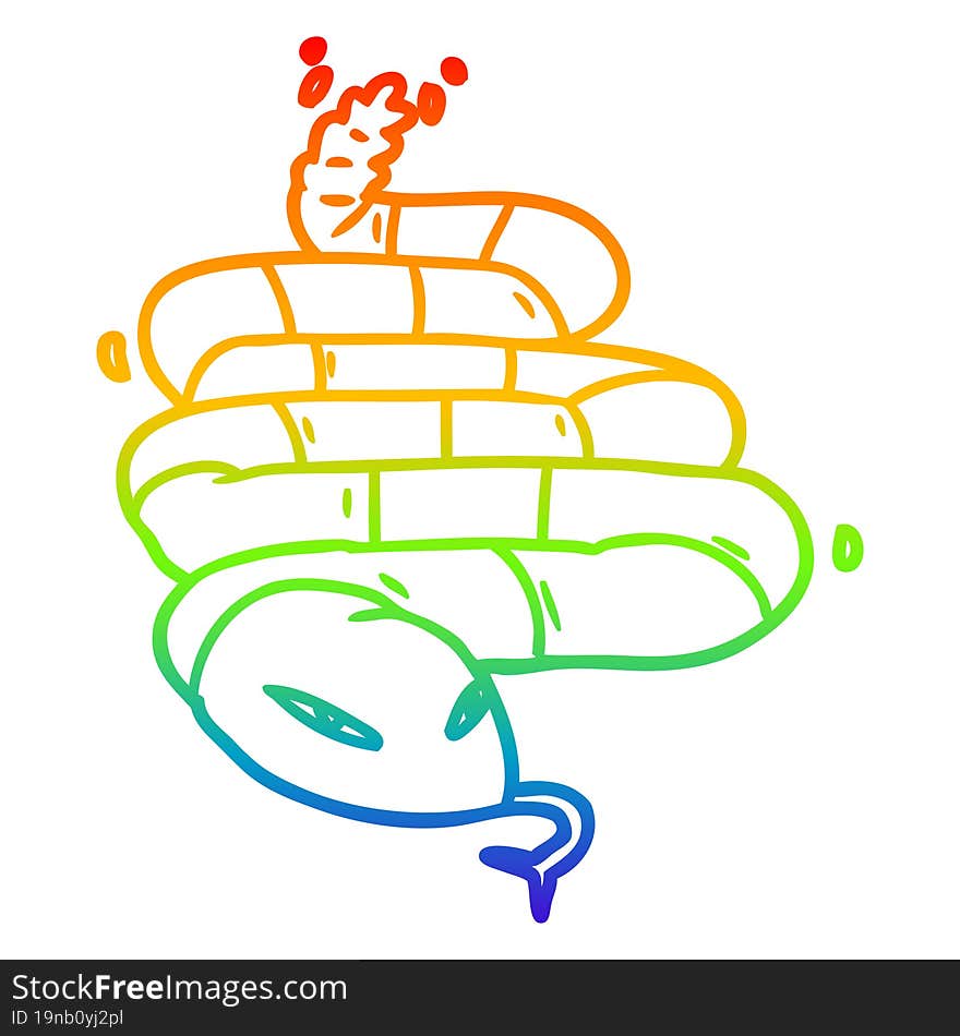 rainbow gradient line drawing of a cartoon poisonous snake