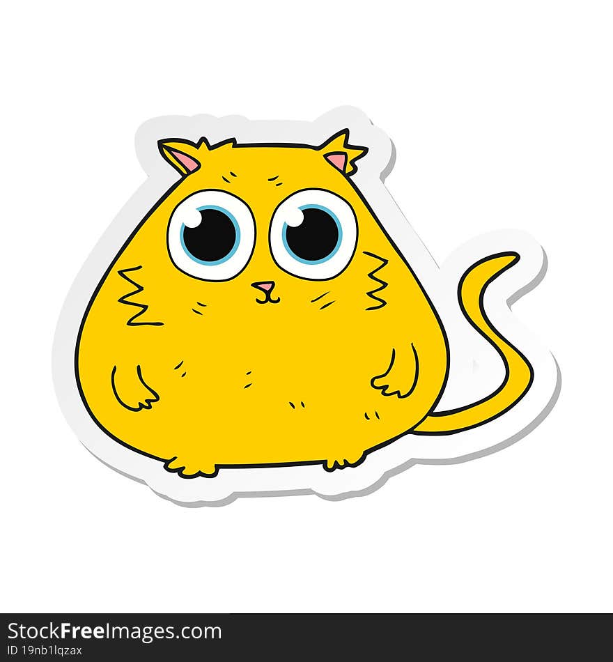 Sticker Of A Cartoon Cat With Big Pretty Eyes